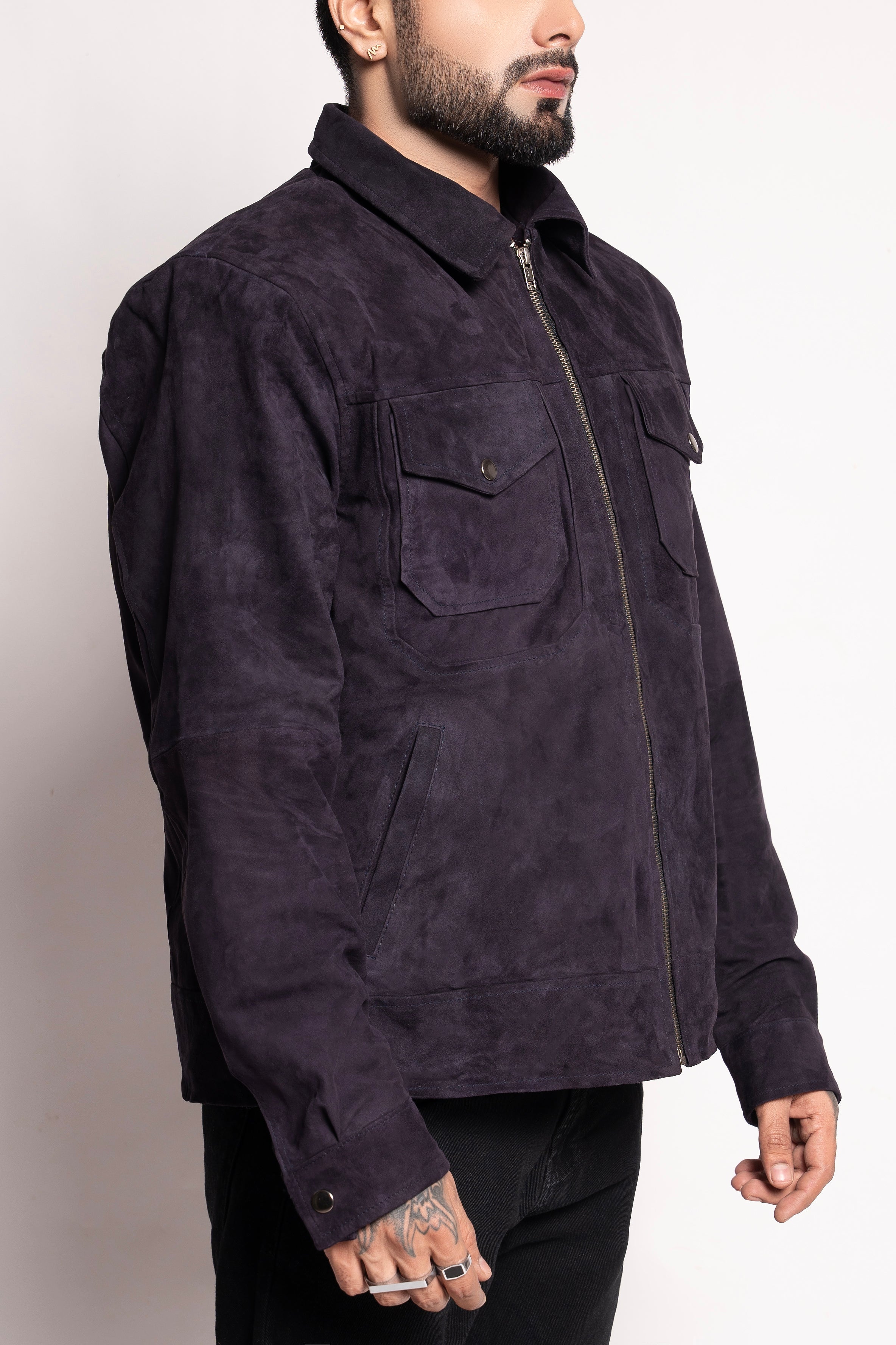 Mark Styling Obsidian Suede Utility Overshirt Jacket