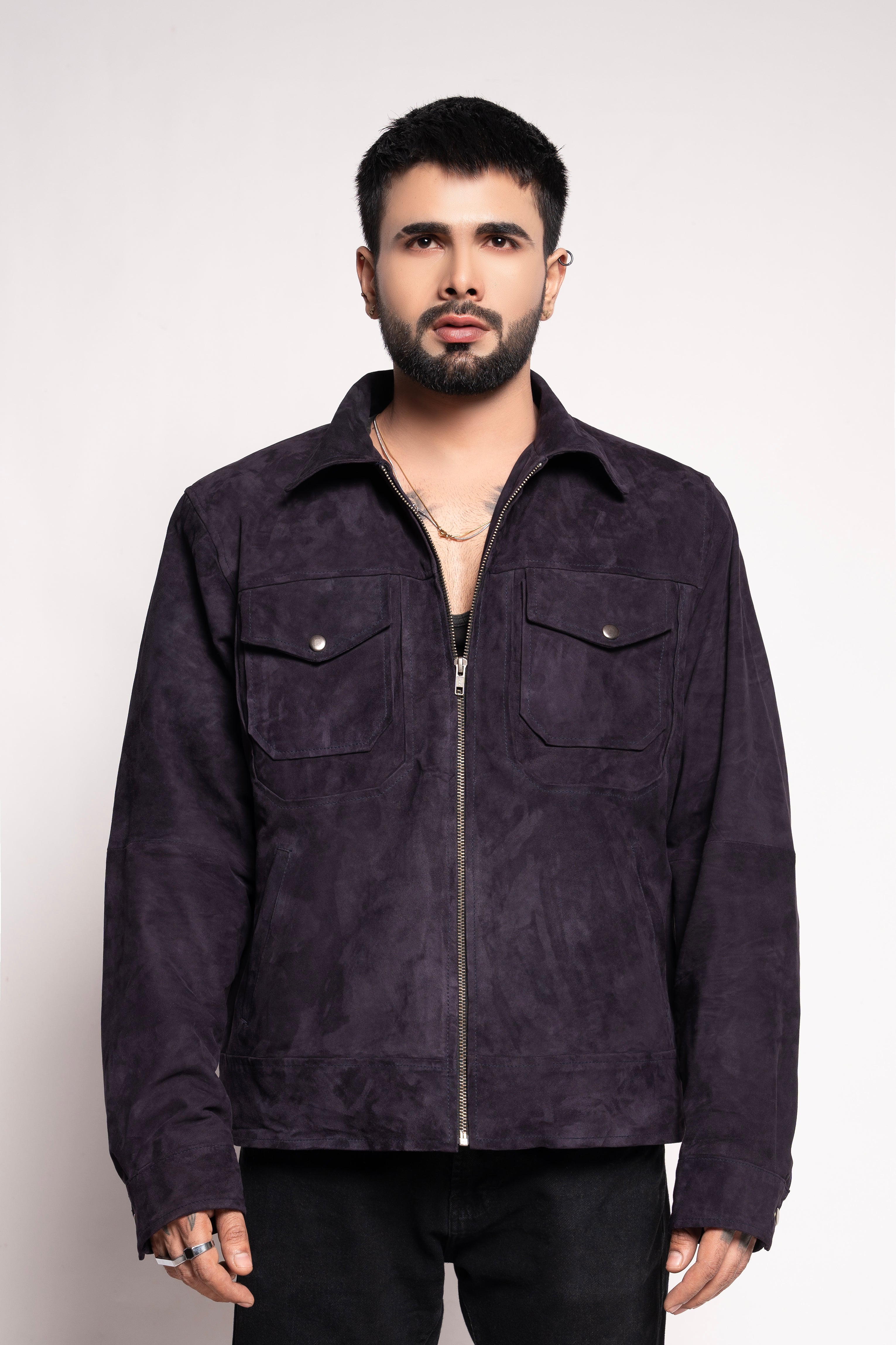 Mark Styling Obsidian Suede Utility Overshirt Jacket