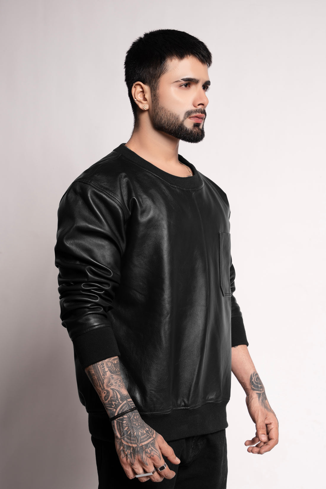 Mark Styling Stealth Onyx Leather-Finish Sweatshirt