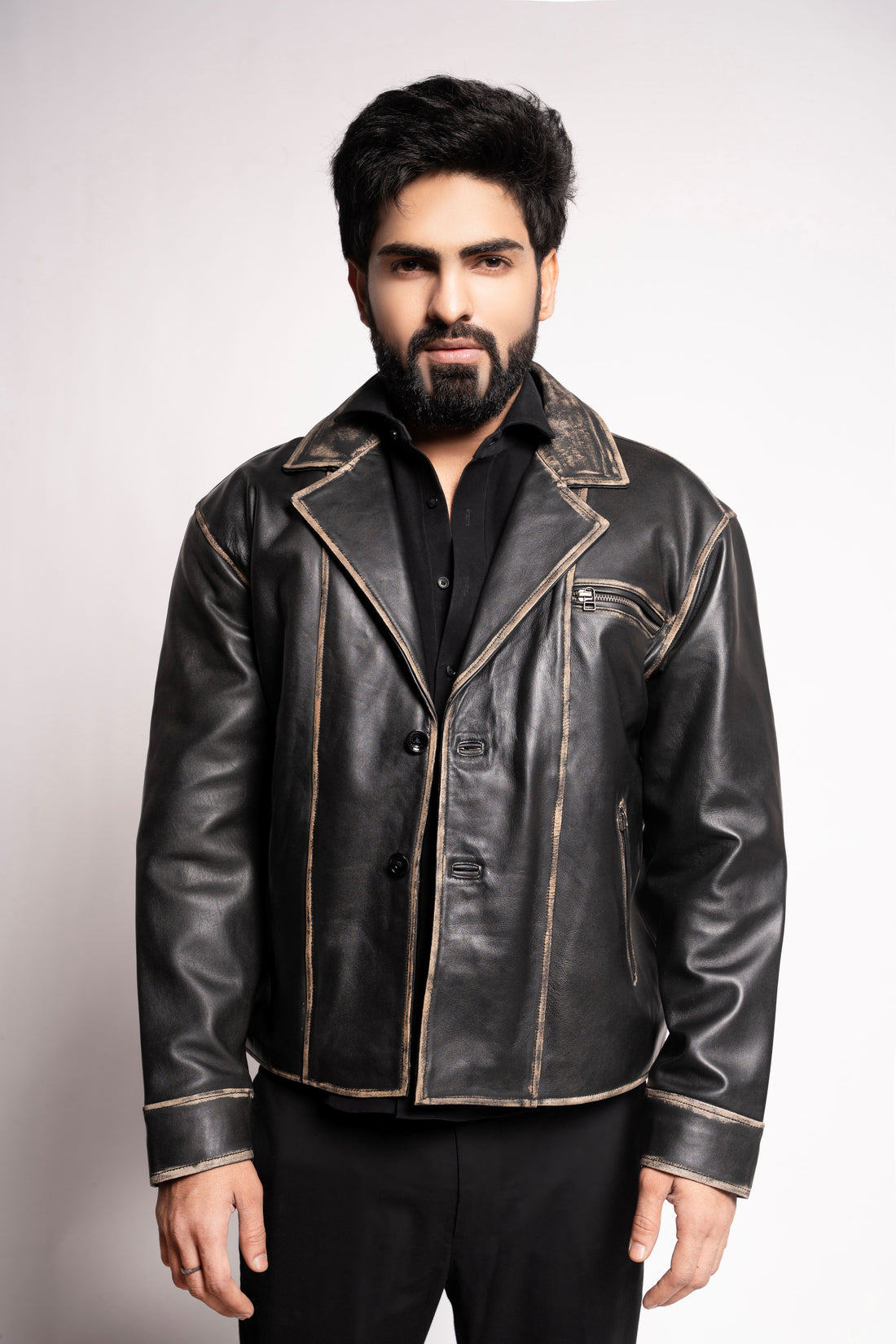 Mark Styling Carbon-Aged Artisan Leather Jacket