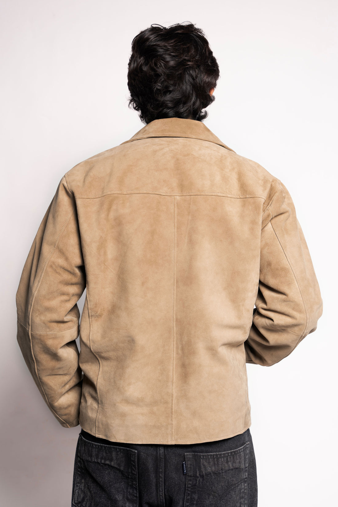 Classic Tan Suede Double-Breasted Jacket