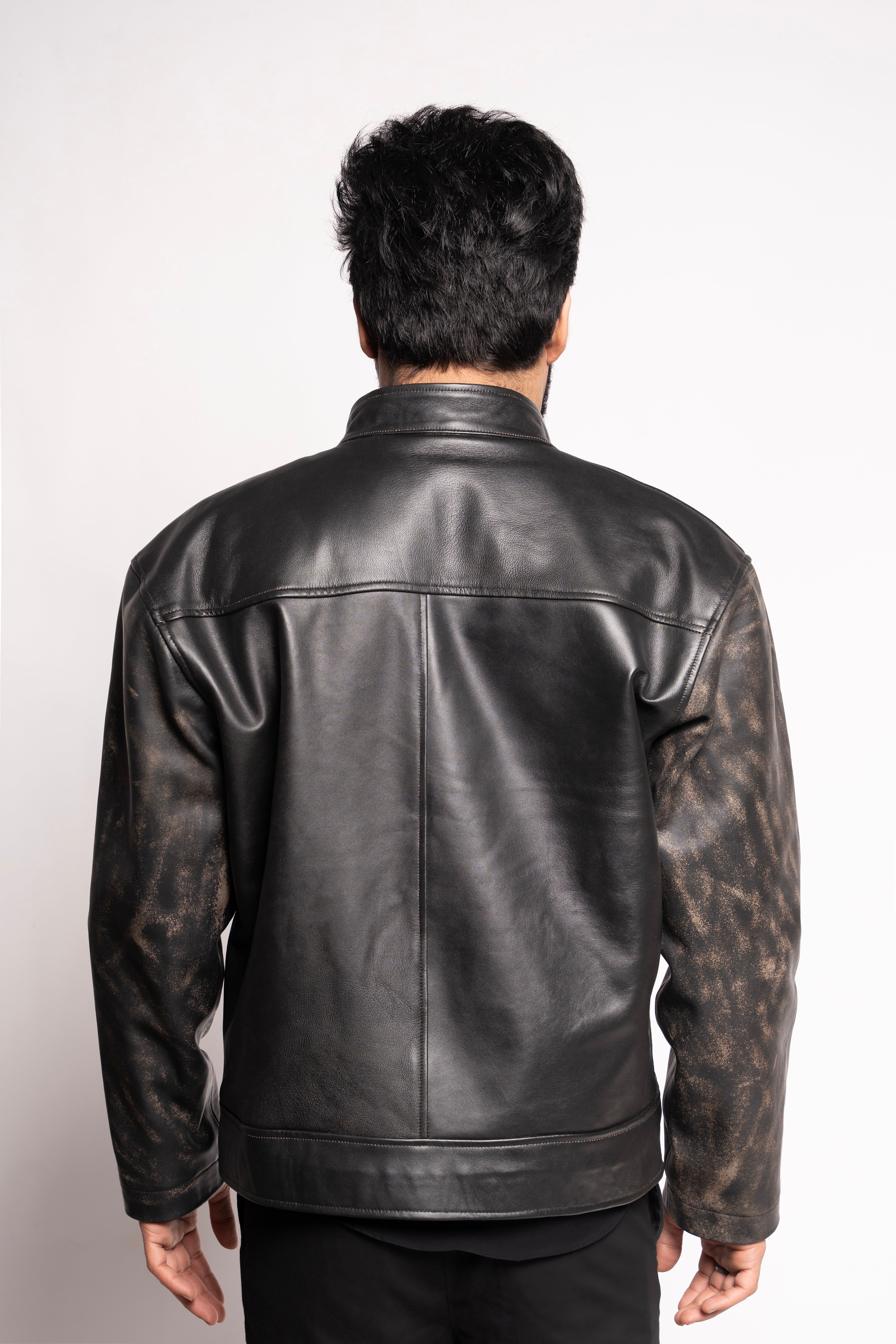 Mark Styling Titan Bronze-Sleeve Moto Jacket