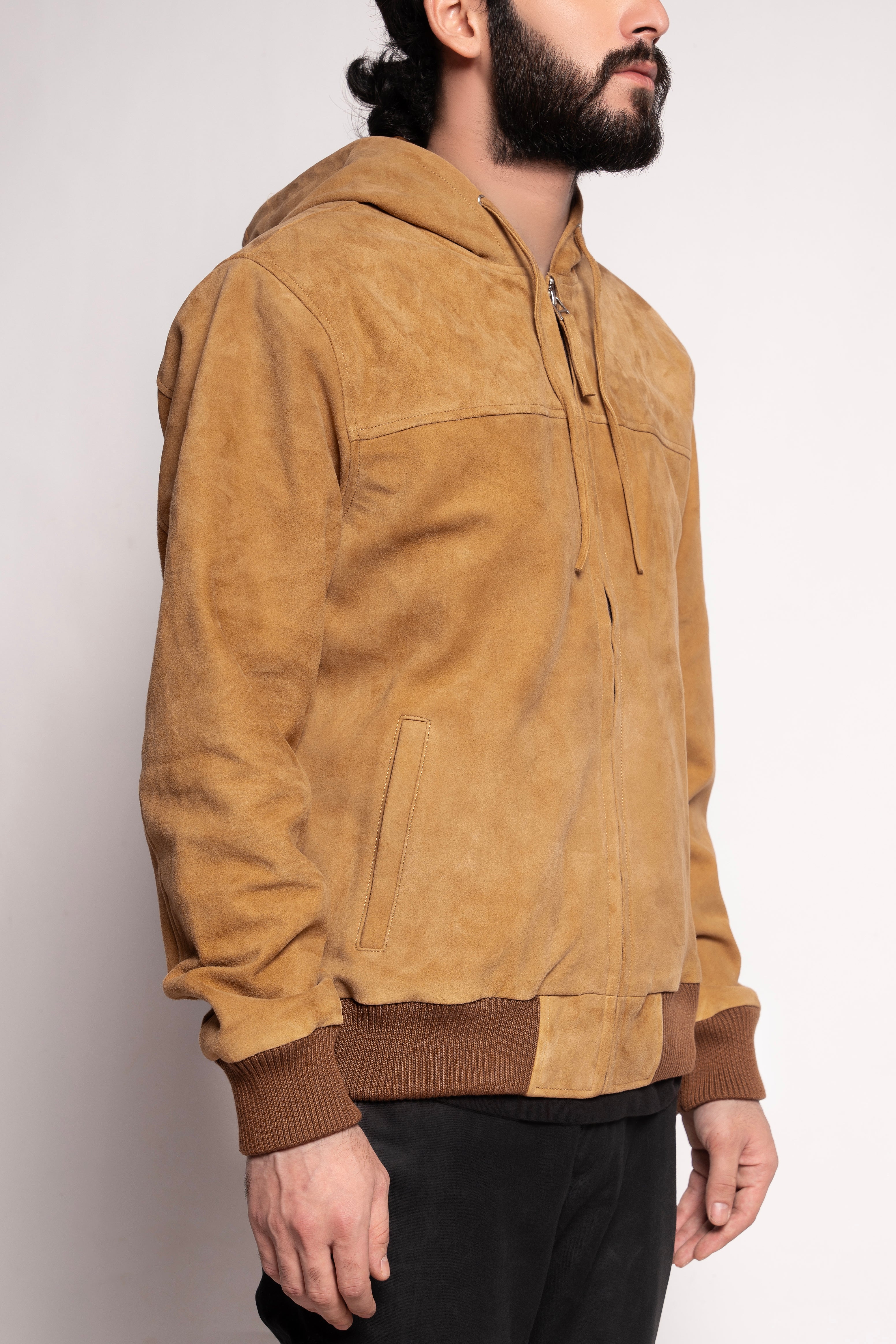 Markstyling Men's Genuine Premium Suede Leather Jacket Real Motorcycle Jackets For Men