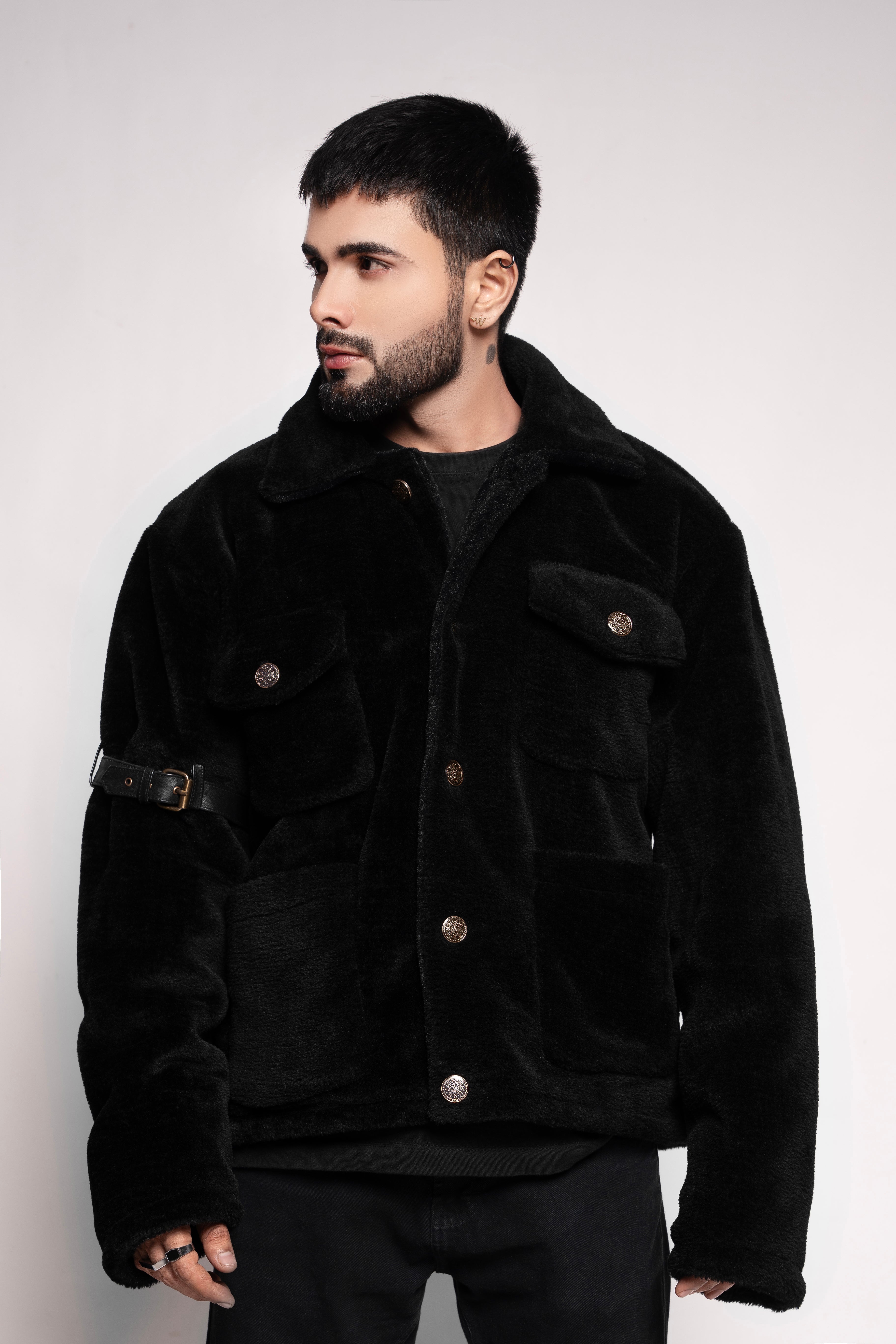 Mark Styling Onyx Velvet-Plush Utility Jacket