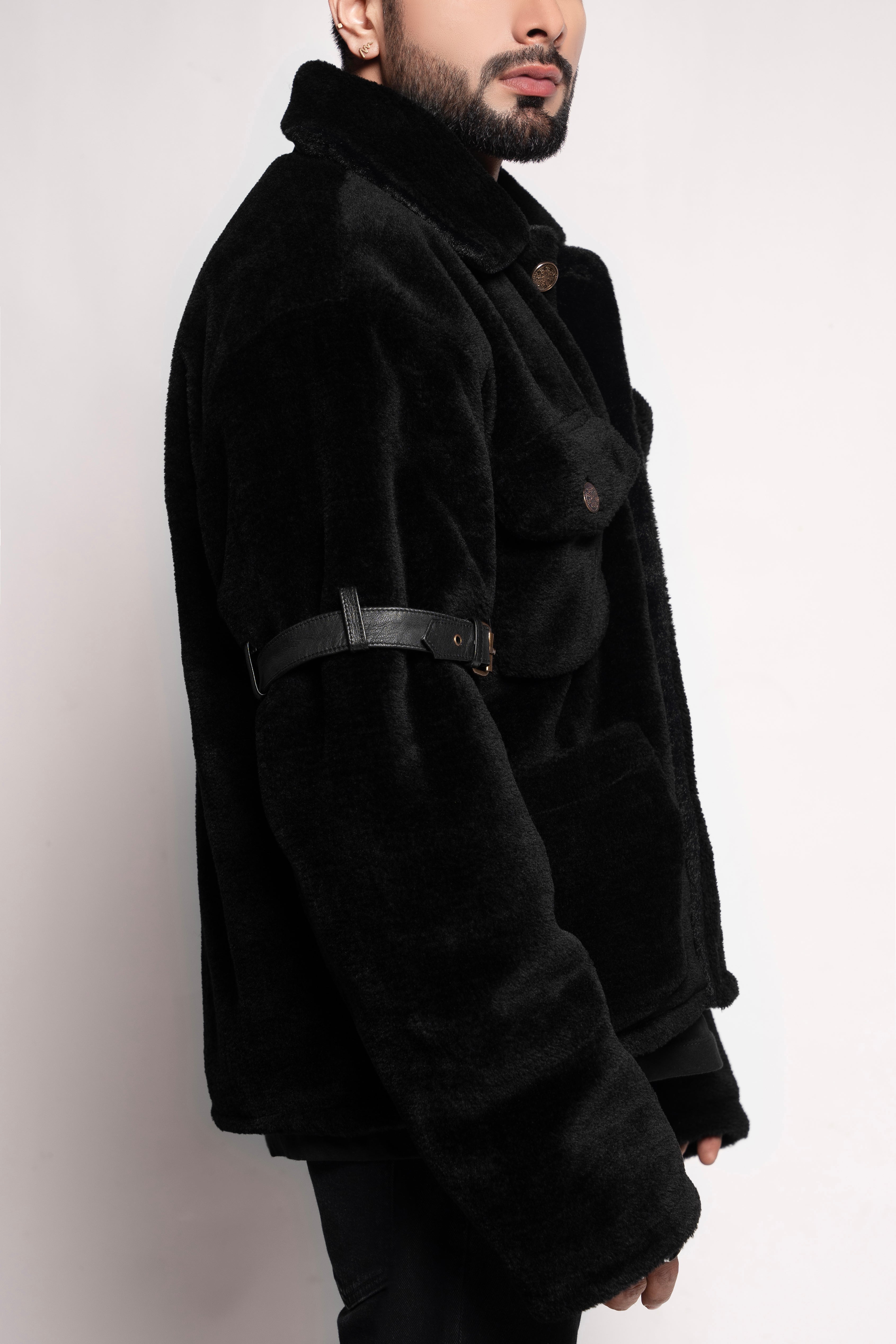 Mark Styling Onyx Velvet-Plush Utility Jacket