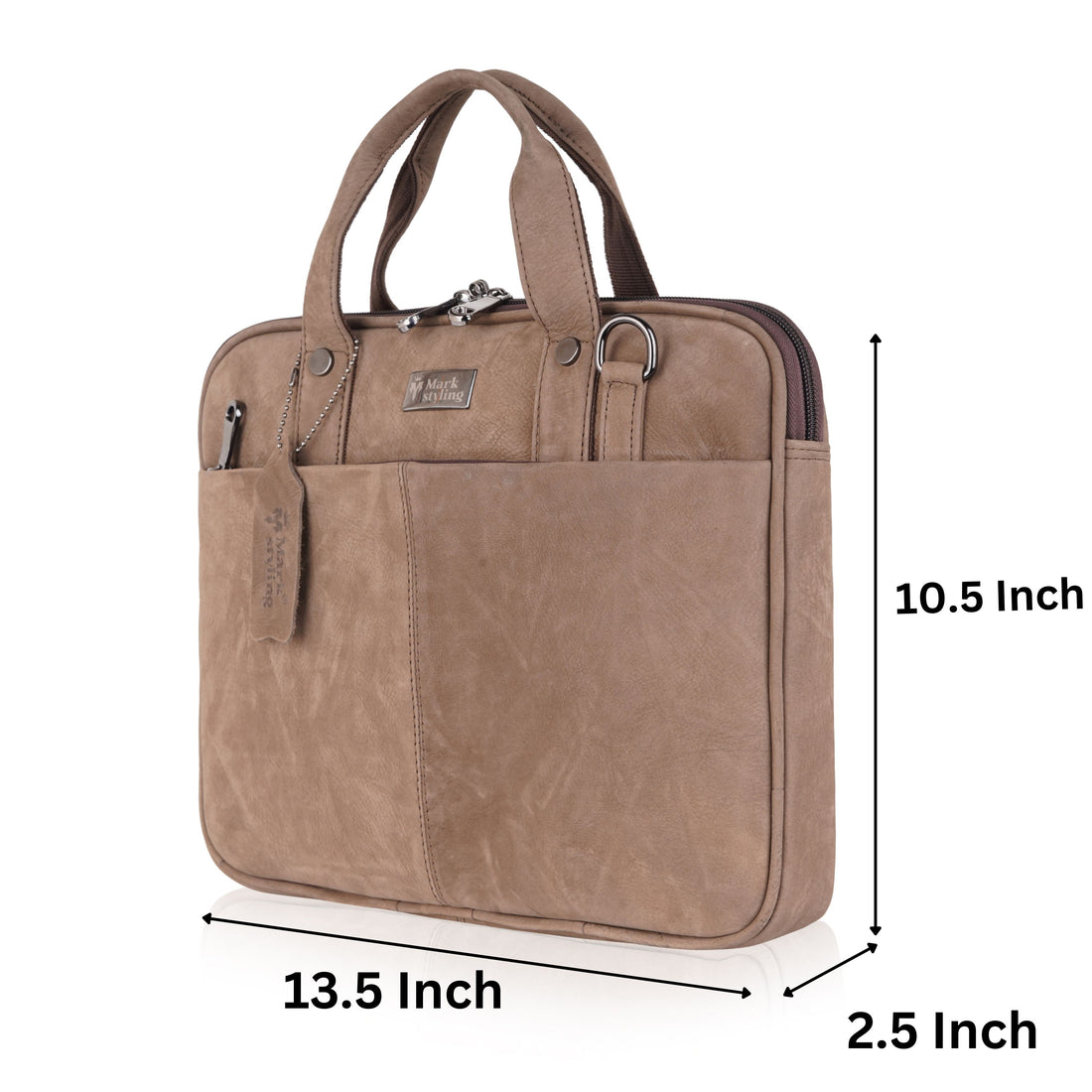 Mark Styling Executive Tan Leather Laptop Bag